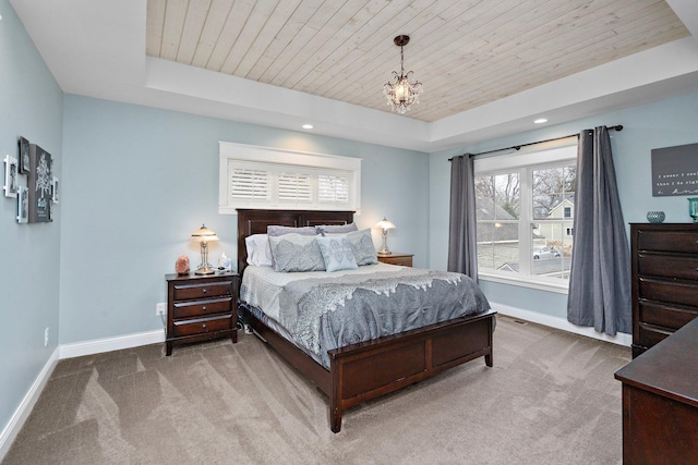 5234 Grand Ave, White Bear Twp, MN 55110 - carpeted bedroom with baseboards, wood ceiling, and a raised ceiling