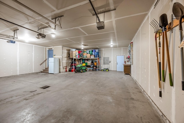 garage with a garage door opener