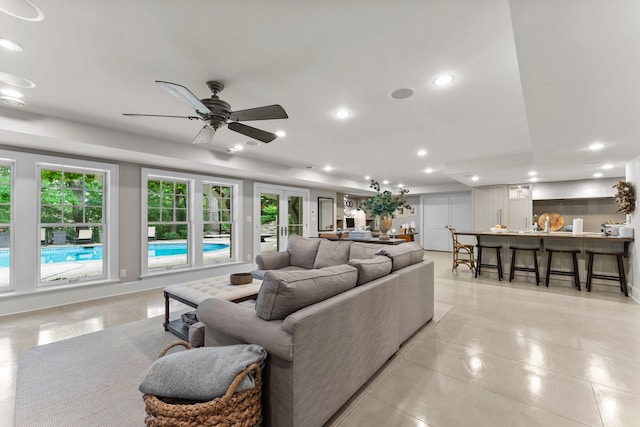 6601 Blackfoot Pass, Edina, MN 55439 - living room with ceiling fan and recessed lighting