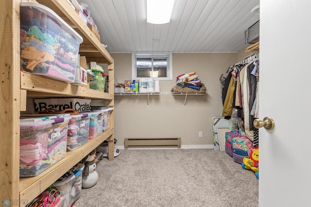 storage featuring a baseboard heating unit