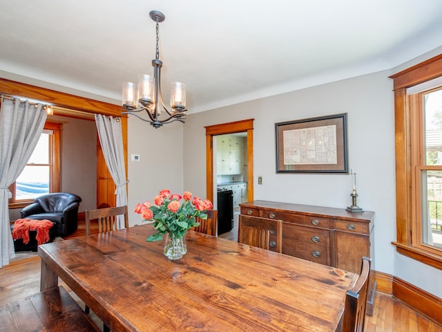 115 Geranium Ave W, Saint Paul, MN 55117 - dining room with a chandelier and hardwood / wood-style flooring