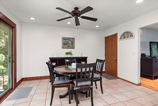 113 Oak Ave SW, Saint Michael, MN 55376 - dining space with recessed lighting, a ceiling fan, and light tile patterned floors