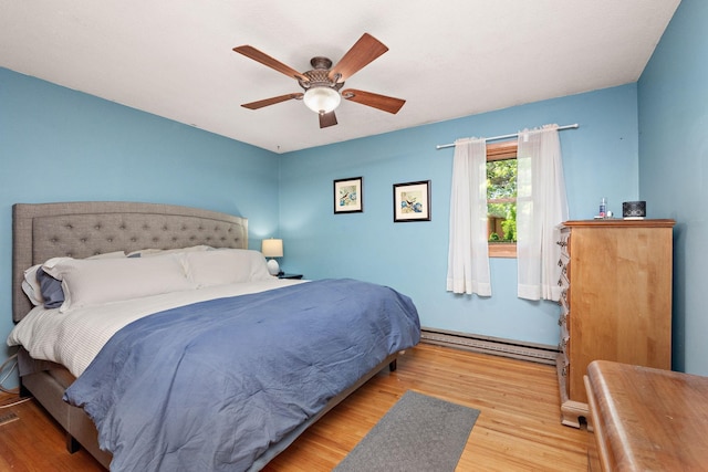 113 Oak Ave SW, Saint Michael, MN 55376 - bedroom with baseboard heating, wood finished floors, and ceiling fan