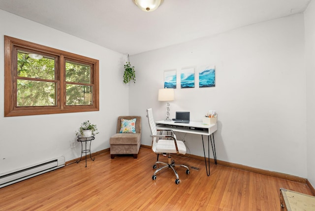 113 Oak Ave SW, Saint Michael, MN 55376 - office area featuring a baseboard radiator and light wood-style flooring