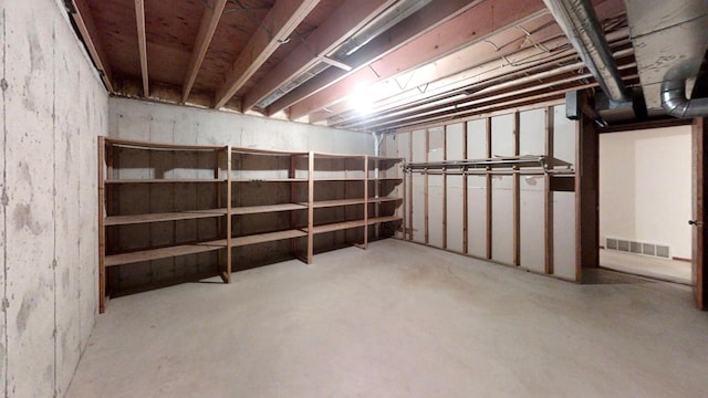 unfinished basement with visible vents