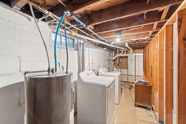 12005 Stacy Trl, Lindstrom, MN 55013 - laundry area featuring independent washer and dryer, electric water heater, and laundry area