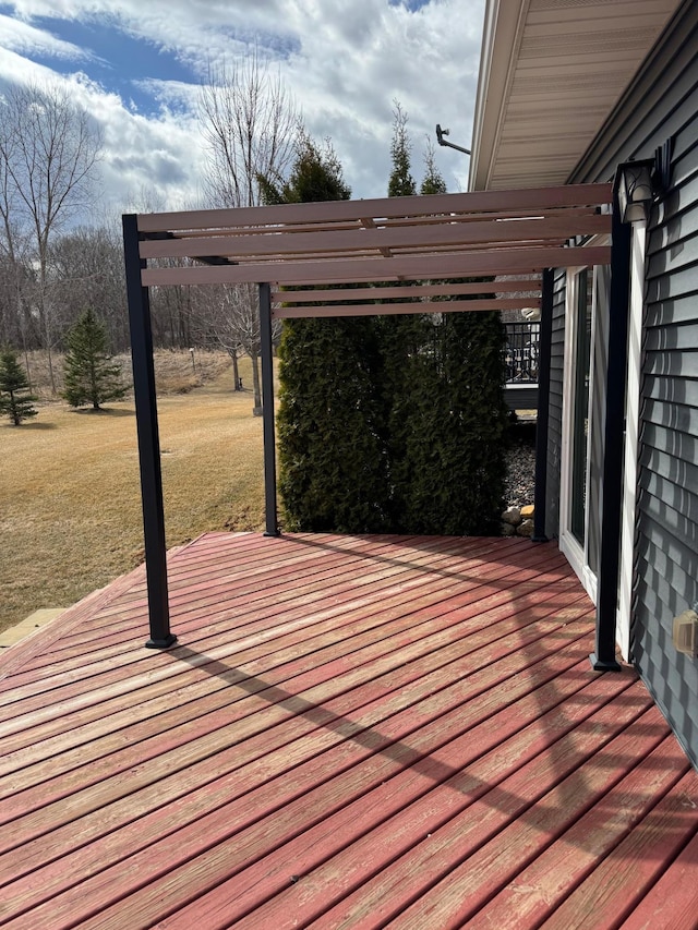deck with a lawn