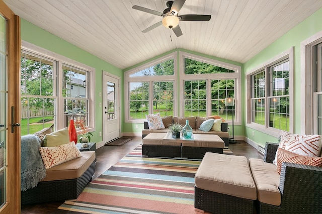 1301 Pondview Ln, Saint Joseph, MN 56374 - sunroom with baseboards, vaulted ceiling, a baseboard heating unit, and a wealth of natural light