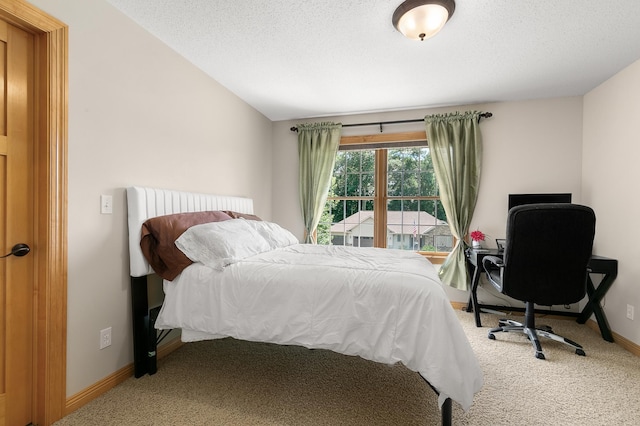 1301 Pondview Ln, Saint Joseph, MN 56374 - bedroom with carpet floors, a textured ceiling, baseboards, and vaulted ceiling