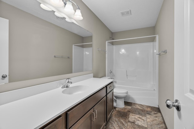5234 Sundial Ln, Woodbury, MN 55129 - bathroom with stone finish floors, vanity, and shower / tub combination