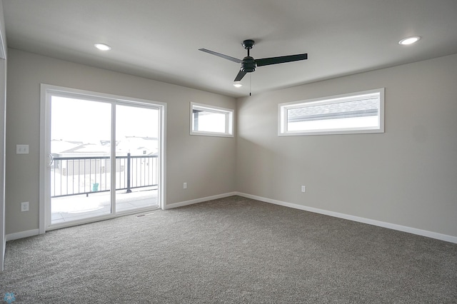 8072 Goldfinch Dr, Horace, ND 58047 - carpeted empty room featuring ceiling fan, baseboards, and recessed lighting