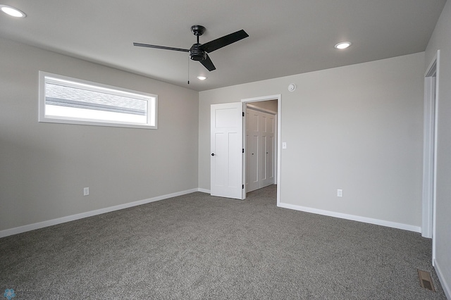8072 Goldfinch Dr, Horace, ND 58047 - unfurnished bedroom with carpet floors, recessed lighting, baseboards, and ceiling fan