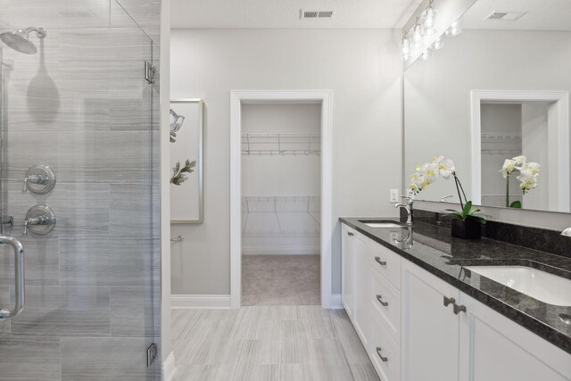 3725 Queensland Ln N, Plymouth, MN 55446 - full bathroom featuring a spacious closet, a sink, a shower stall, and visible vents