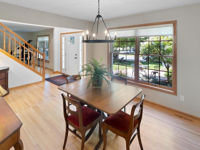 8118 Currant Pl, Eden Prairie, MN 55347 - dining space with stairs, healthy amount of natural light, and wood finished floors