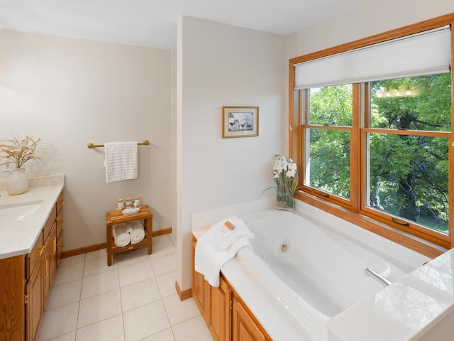 8118 Currant Pl, Eden Prairie, MN 55347 - full bathroom with a jetted tub, tile patterned floors, and vanity