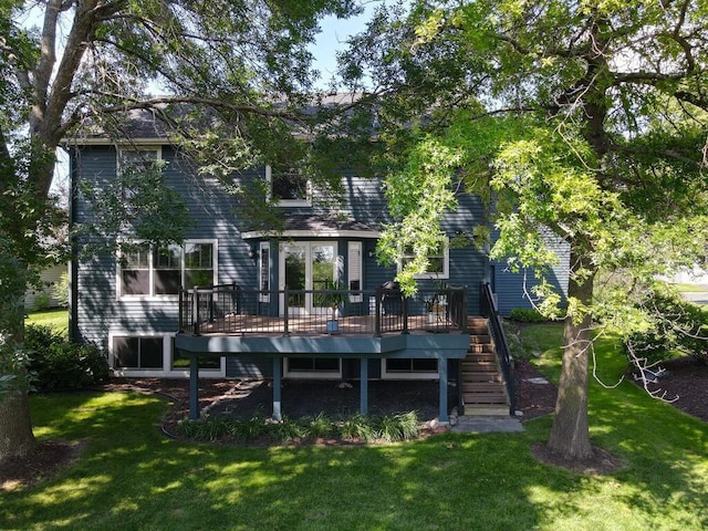 8118 Currant Pl, Eden Prairie, MN 55347 - back of house featuring a deck, a lawn, and stairway
