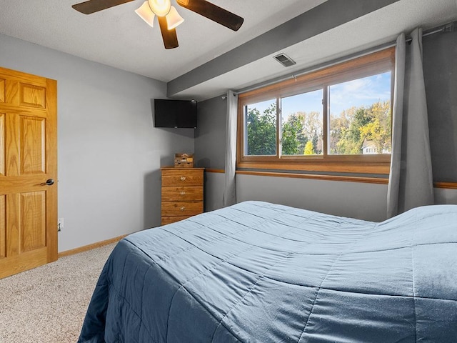 15029 Tyacke Dr, Burnsville, MN 55306 - carpeted bedroom featuring baseboards, visible vents, and a ceiling fan