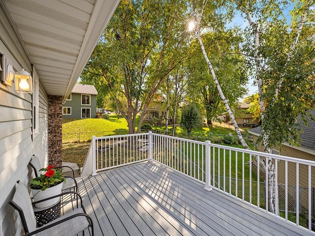 15029 Tyacke Dr, Burnsville, MN 55306 - wooden terrace with a lawn