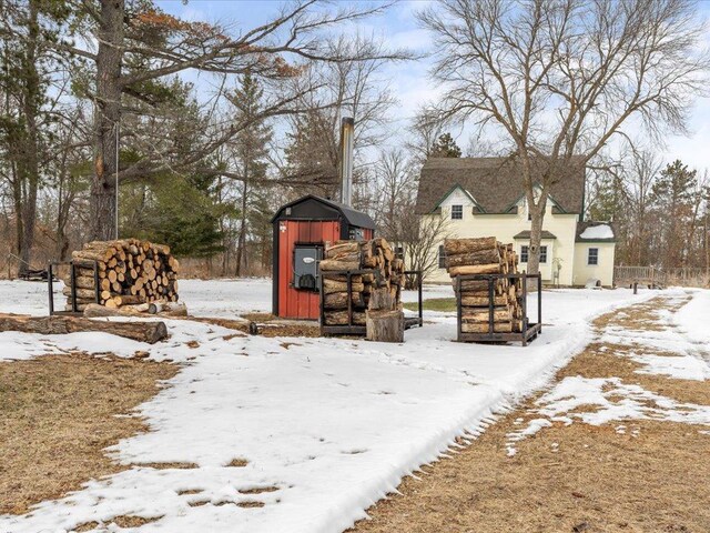 17430 280th St, Sebeka, MN 56477 - yard covered in snow with a storage unit