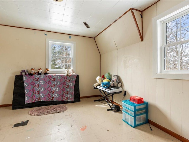 17430 280th St, Sebeka, MN 56477 - additional living space with tile patterned floors and lofted ceiling