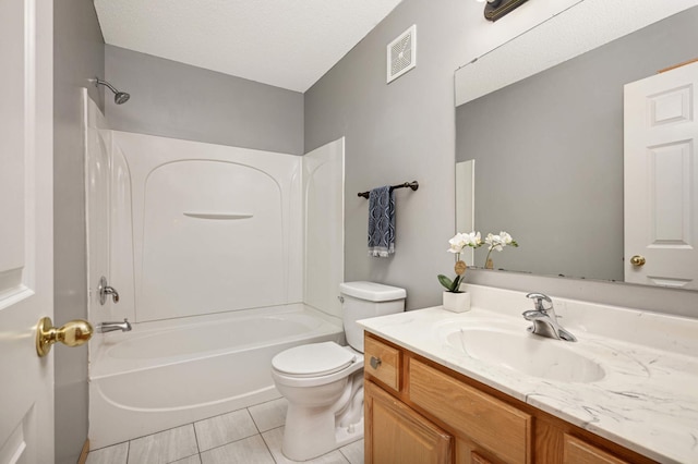 15767 Porchlight Ln, Eden Prairie, MN 55347 - bathroom with visible vents, toilet, vanity, bathing tub / shower combination, and tile patterned flooring