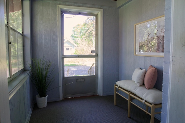 sitting room featuring carpet and plenty of natural light