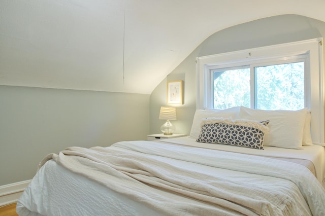 bedroom with vaulted ceiling