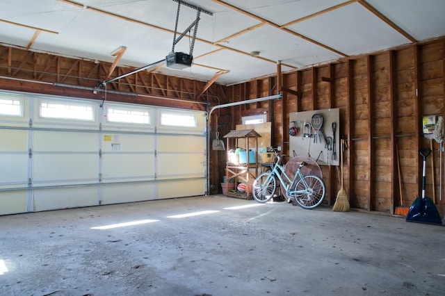 garage with a garage door opener
