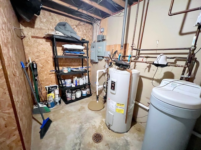 utility room with water heater