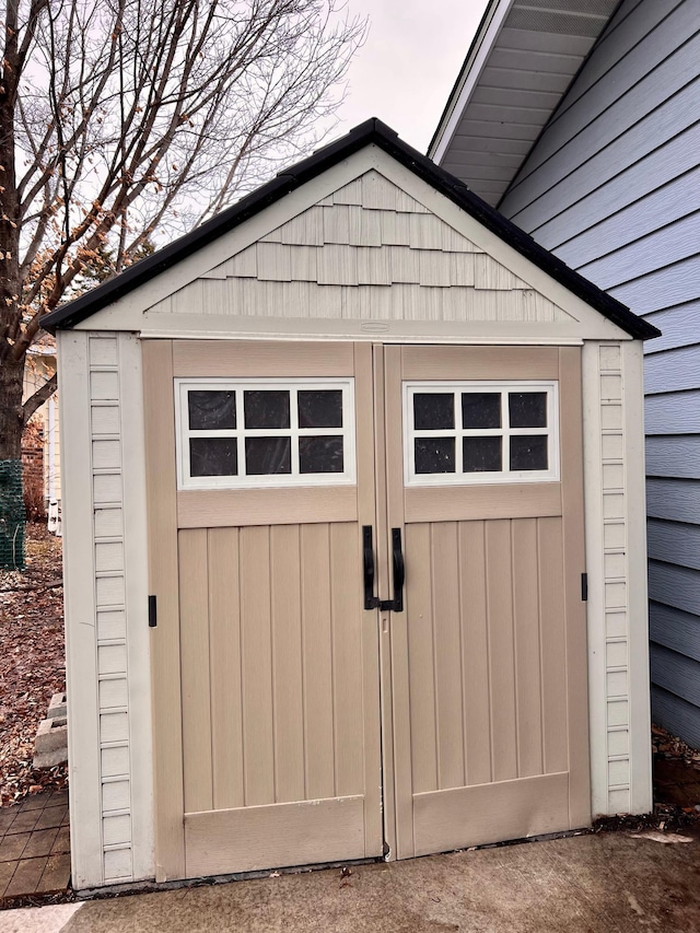 view of shed
