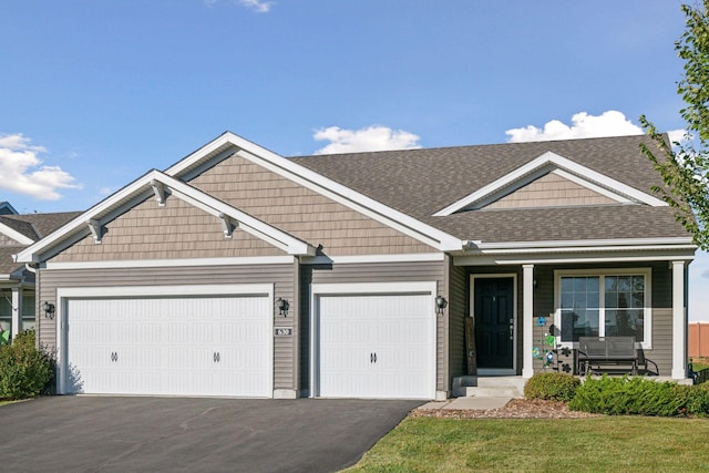 630 Stonegate Cir, Waconia, MN 55387 - view of front facade featuring an attached garage, asphalt driveway, a porch, and roof with shingles