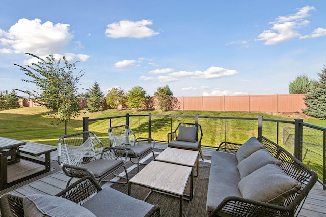 630 Stonegate Cir, Waconia, MN 55387 - wooden deck featuring an outdoor hangout area and a yard