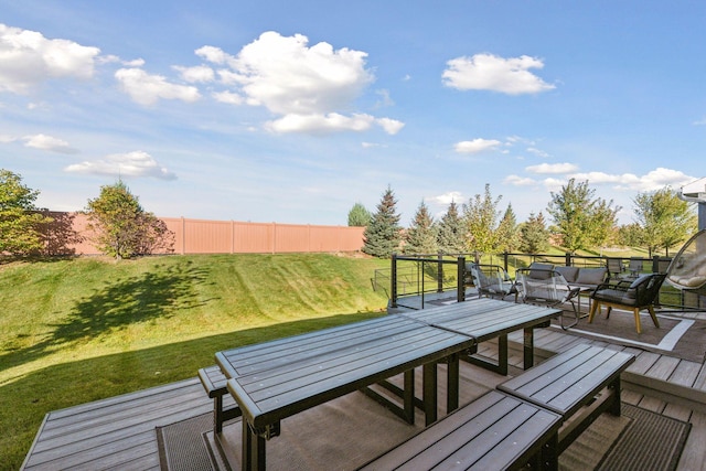 630 Stonegate Cir, Waconia, MN 55387 - wooden terrace with an outdoor hangout area and outdoor dining space