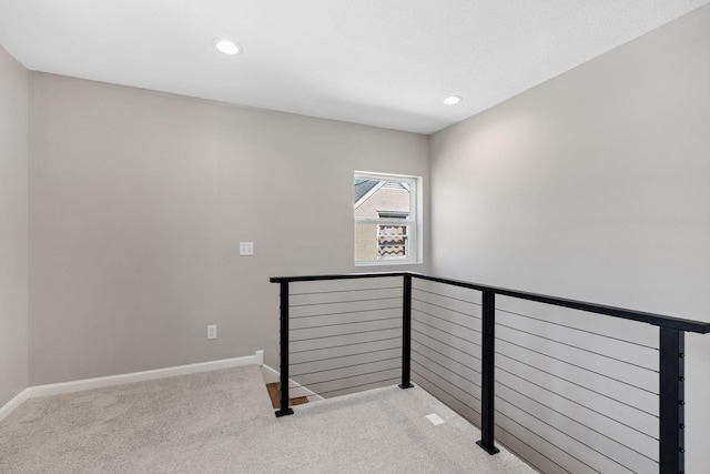 4015 Queen Ave N, Minneapolis, MN 55412 - hallway with recessed lighting, an upstairs landing, baseboards, and carpet floors