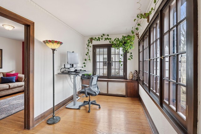 300 Diamond Lake Rd, Minneapolis, MN 55419 - home office with french doors, baseboards, and wood finished floors