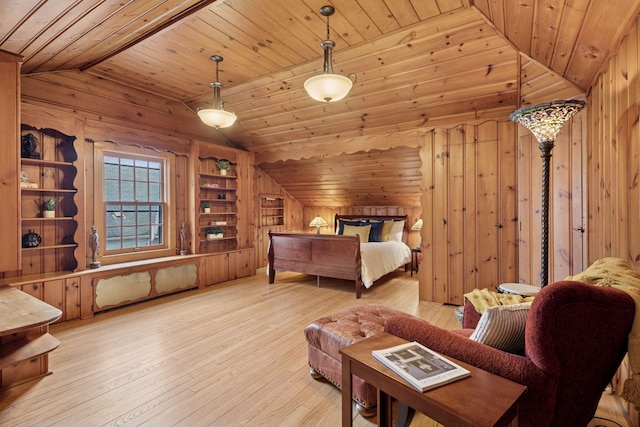 300 Diamond Lake Rd, Minneapolis, MN 55419 - bedroom with wooden walls, hardwood / wood-style flooring, wooden ceiling, and lofted ceiling