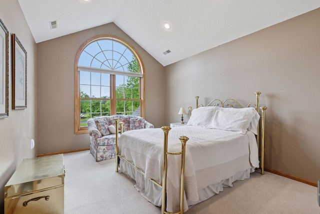 268 Saint Andrews Dr, Hudson, WI 54016 - bedroom with carpet flooring, vaulted ceiling, baseboards, and recessed lighting