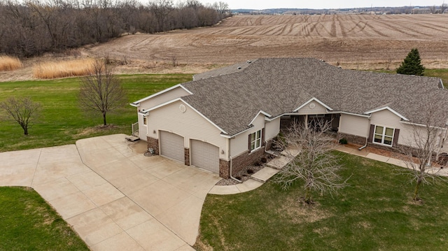 aerial view featuring a rural view