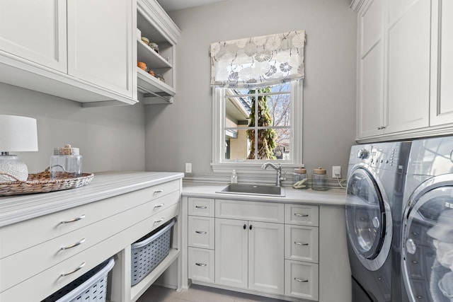 425 Carpenters Pt, Wayzata, MN 55391 - laundry area with cabinet space and washer and dryer