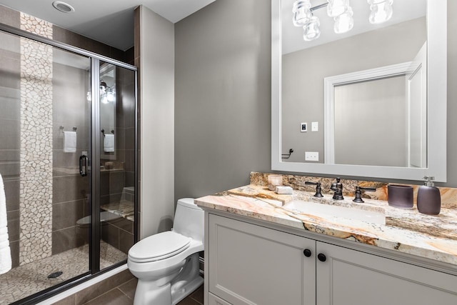425 Carpenters Pt, Wayzata, MN 55391 - full bath with toilet, a stall shower, vanity, and tile patterned floors