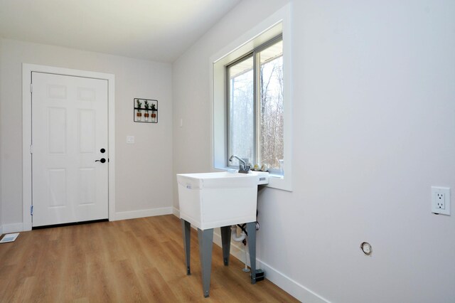 14113 260th St, Dailey Twp, MN 56353 - foyer entrance featuring baseboards and light wood-style flooring