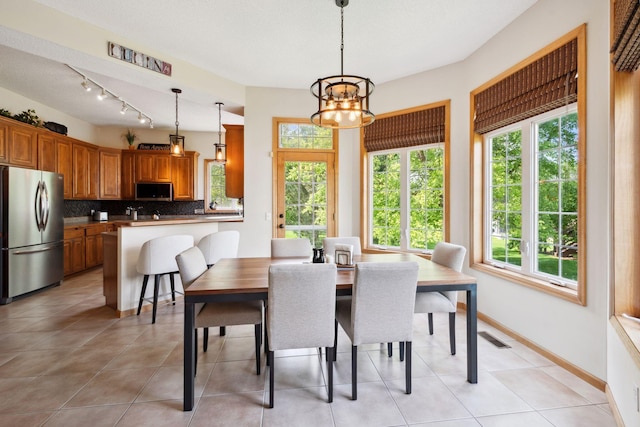 4562 Hummingbird Trl NE, Prior Lake, MN 55372 - dining area with plenty of natural light, a chandelier, and light tile patterned floors