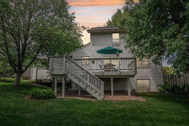 8671 Pheasant Run Rd, Woodbury, MN 55125 - rear view of house with stairway and a wooden deck