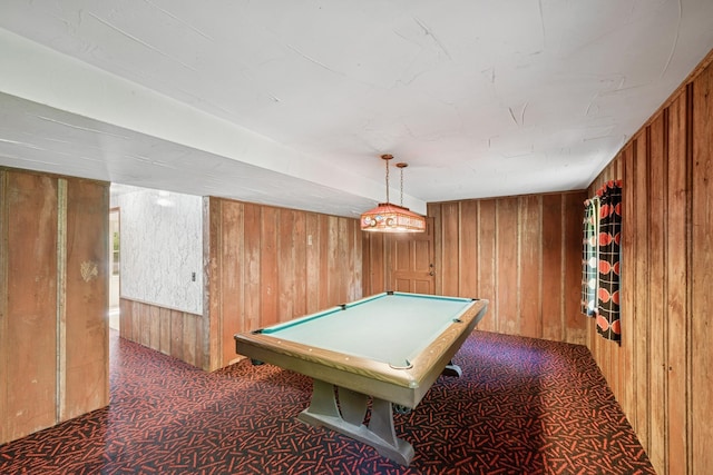 13907 Mcginty Rd E, Minnetonka, MN 55305 - rec room with wooden walls, carpet flooring, and pool table