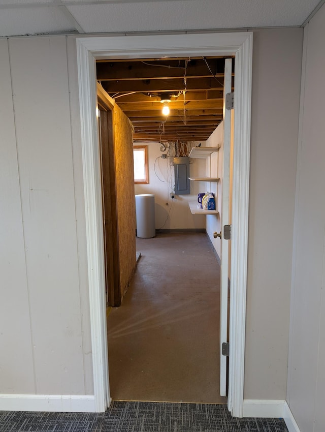 hallway with electric panel