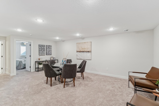 10124 Arrowwood Trl, Woodbury, MN 55129 - dining space with light colored carpet, recessed lighting, and baseboards