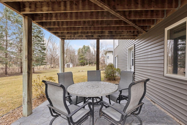 515 Greaton Rd, New Richmond, WI 54017 - view of patio featuring a shed