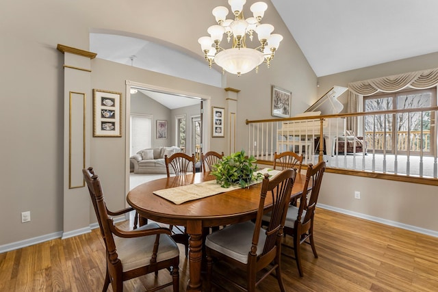 13162 Glenhaven Ave, Apple Valley, MN 55124 - dining space with lofted ceiling, wood finished floors, plenty of natural light, and baseboards