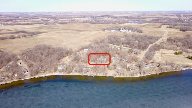 18045 Delaware Ln, Eden Lake Twp, MN 56362 - aerial view of property's location with a large body of water and property parcel outlined