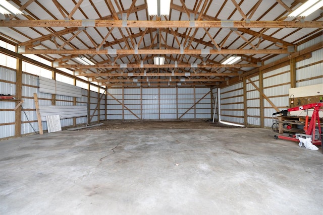 garage with metal wall
